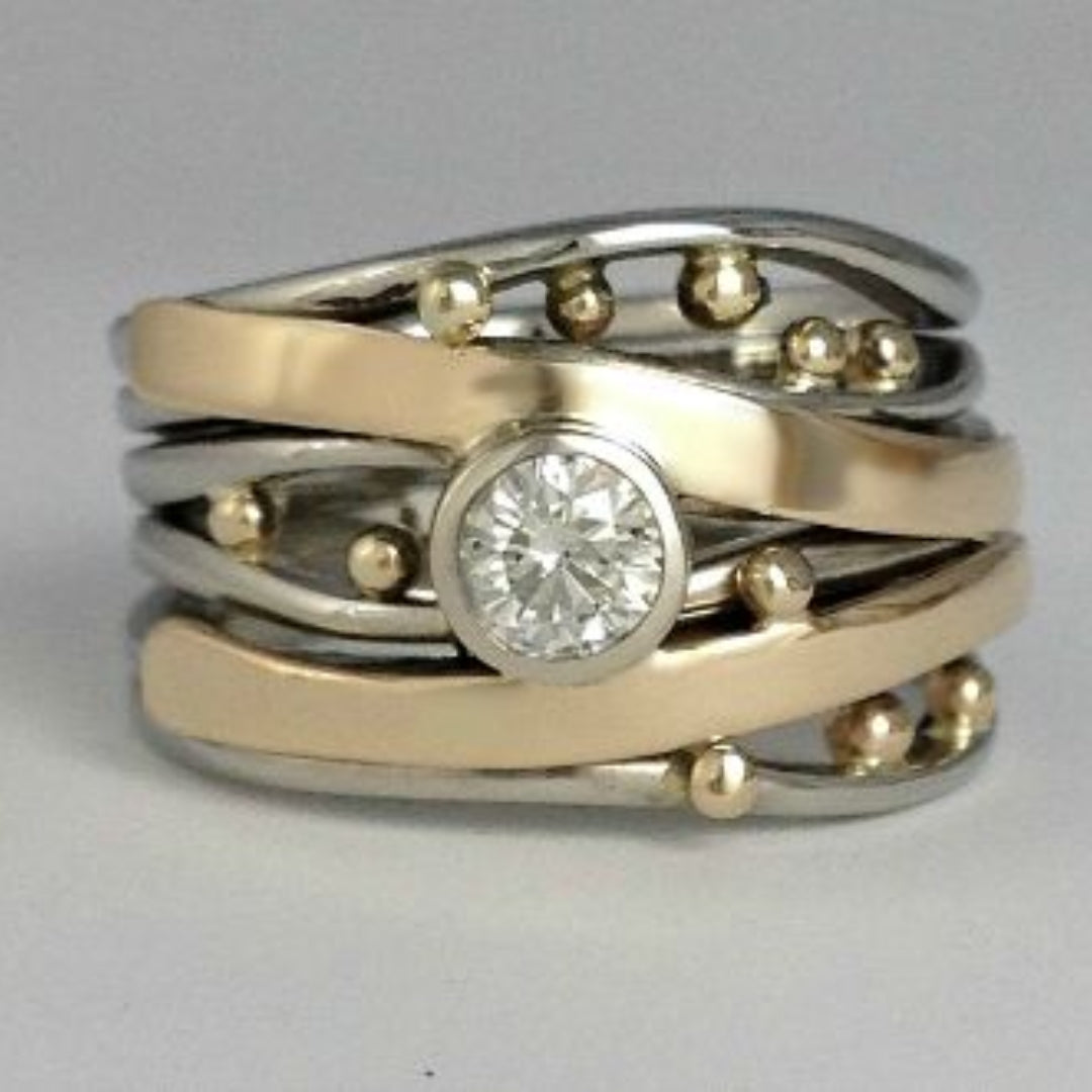 Sølv og Guld Bezel Wrap Ring