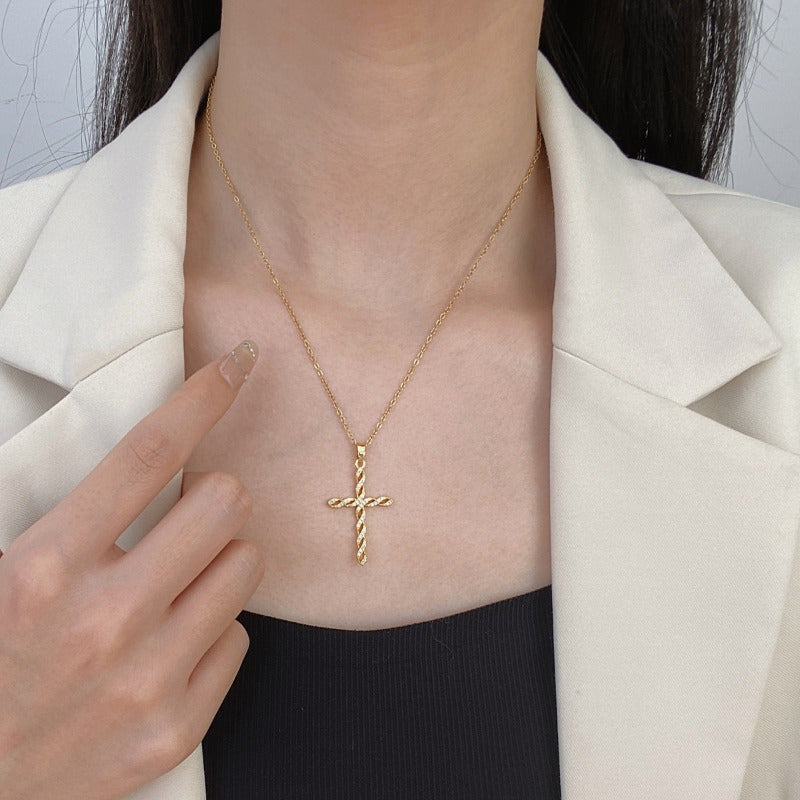 Krystal Twist Korshalskæde | Guld