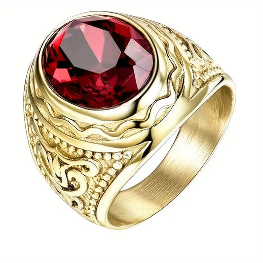 Guld Rubin Graveret Ring