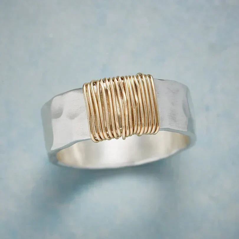 Sølv og Guld Wire Wrapped Ring