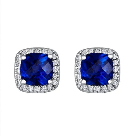 Sølv Safir Halo Ørestikker