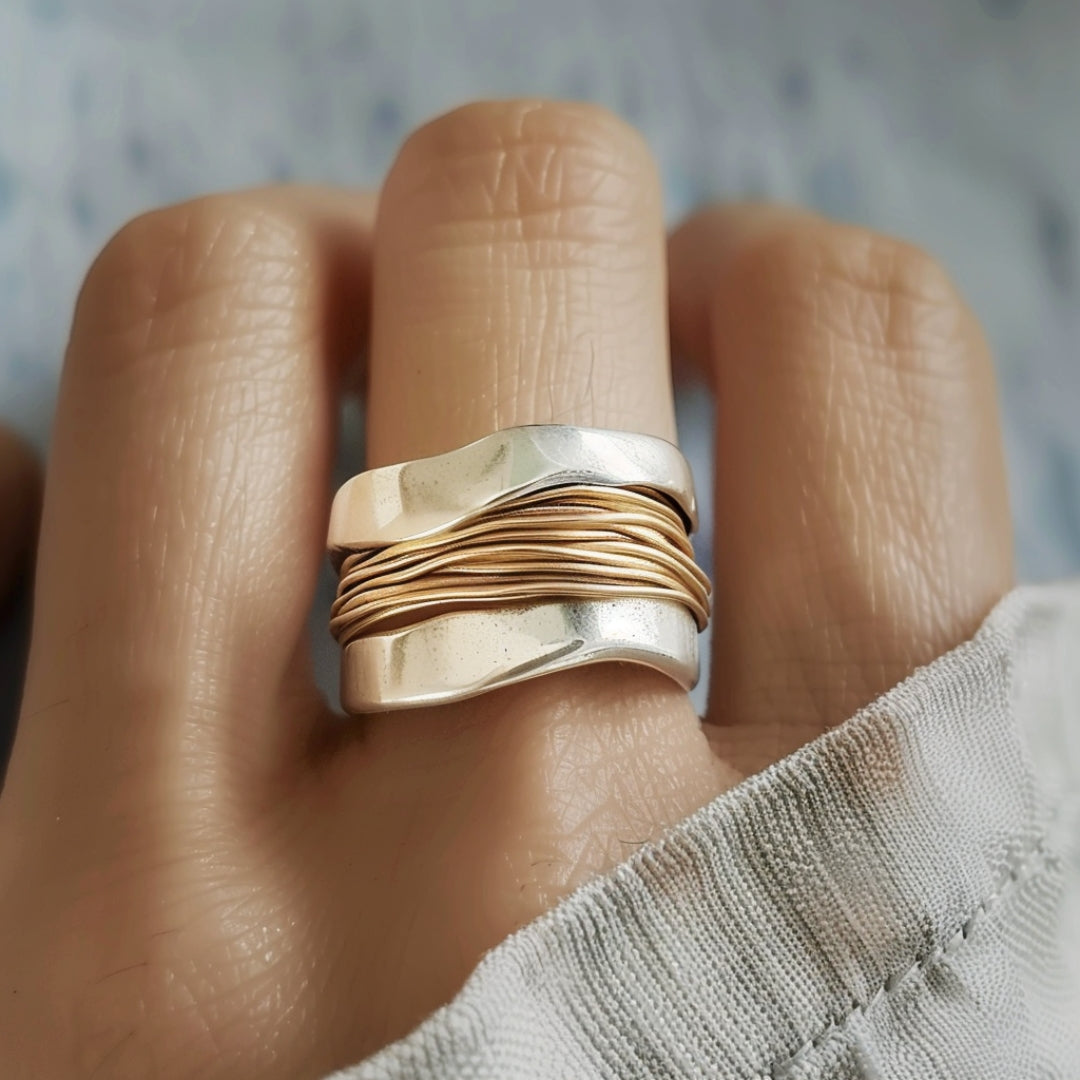 Sølv og Guld Wrapped Ring