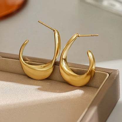 Sculpted Halvmåne Creoler | Guld