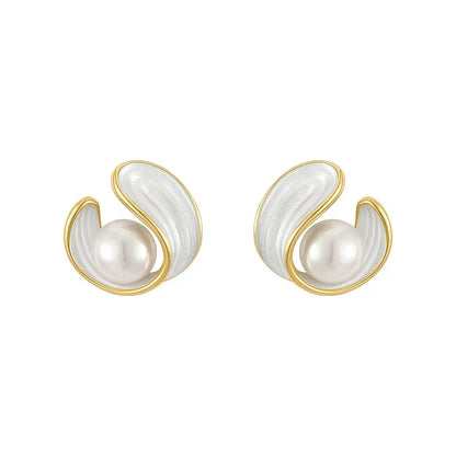 Guld Swirl Perle Ørestikker