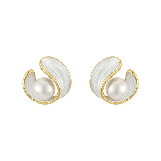 Guld Swirl Perle Ørestikker