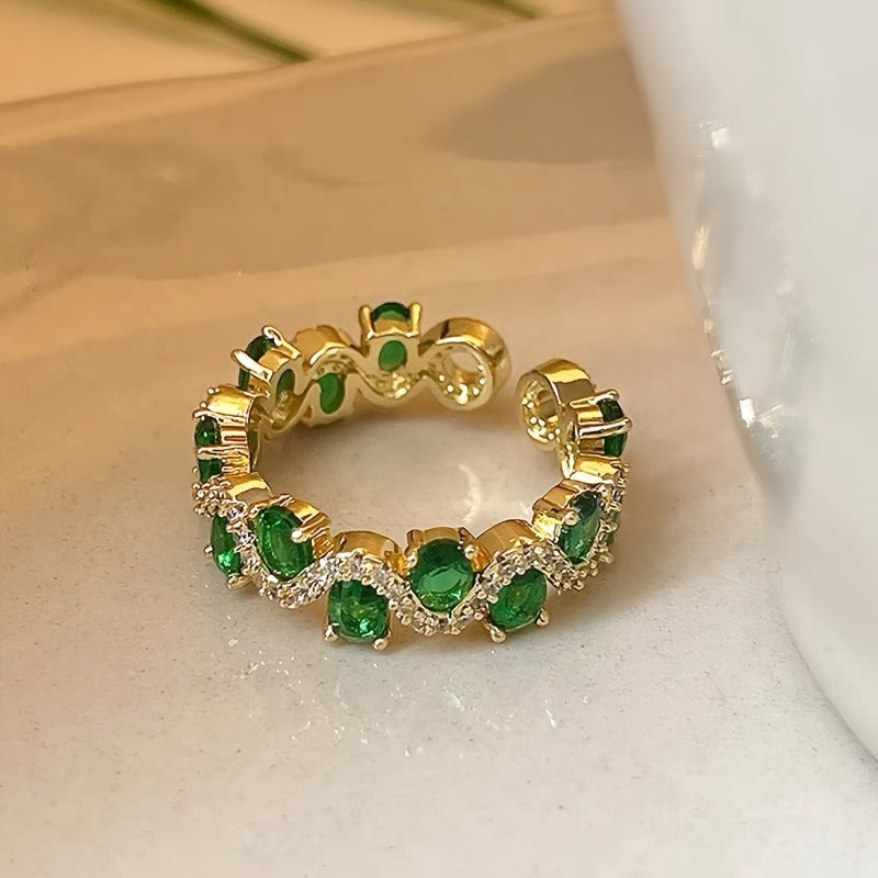 Calira Sparkling Smaragd Åben Ring | Guld