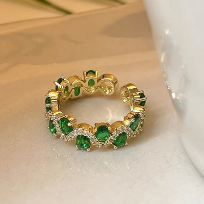 Calira Sparkling Smaragd Åben Ring | Guld