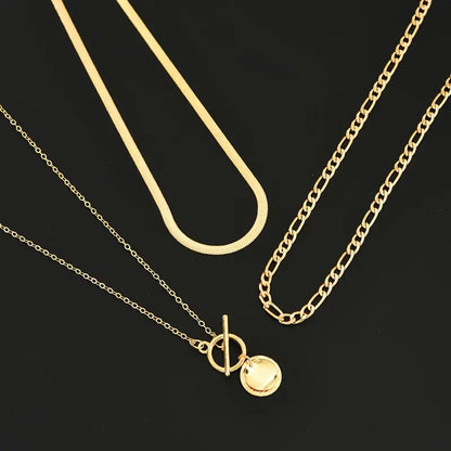 Savira Textured Coin Lagdelt Halskæde | Guld