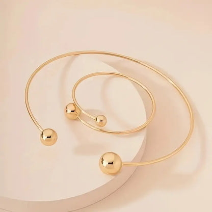 Minimalistisk Glow Collar & Manchet Armbånd Sæt | Guld