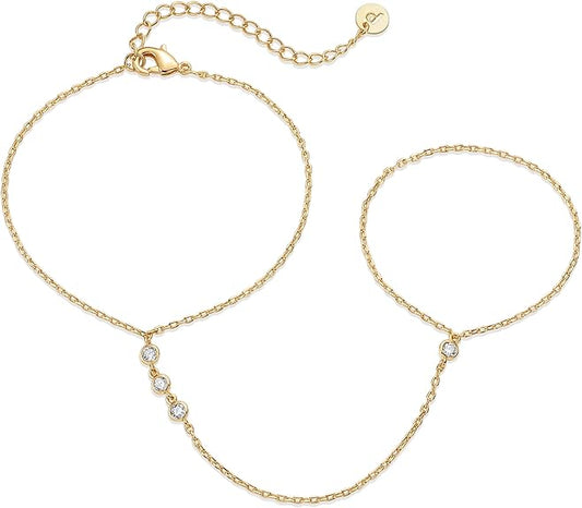 Perlet Handchain Armbånd | Guld