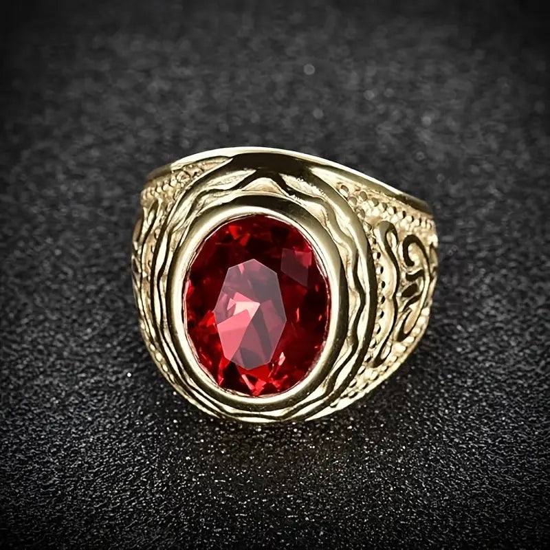 Guld Rubin Graveret Ring