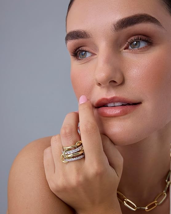 Interlock Stack Ringe | Guld