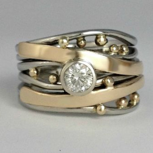 Sølv og Guld Bezel Wrap Ring