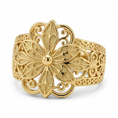 Vintage Inspireret Blomst Ring | Guld
