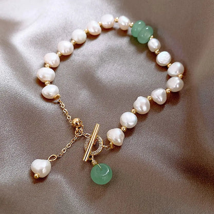 Freshwater Perle & Jade Armbånd