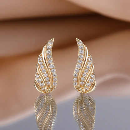 Moderne Leaf Pavé Øreringe | Guld