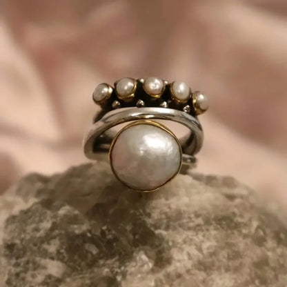Perle Stacking Ringe Sæt
