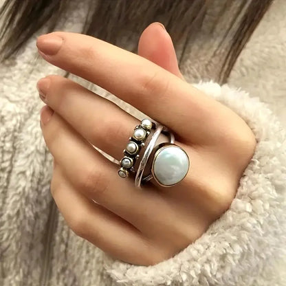 Perle Stacking Ringe Sæt