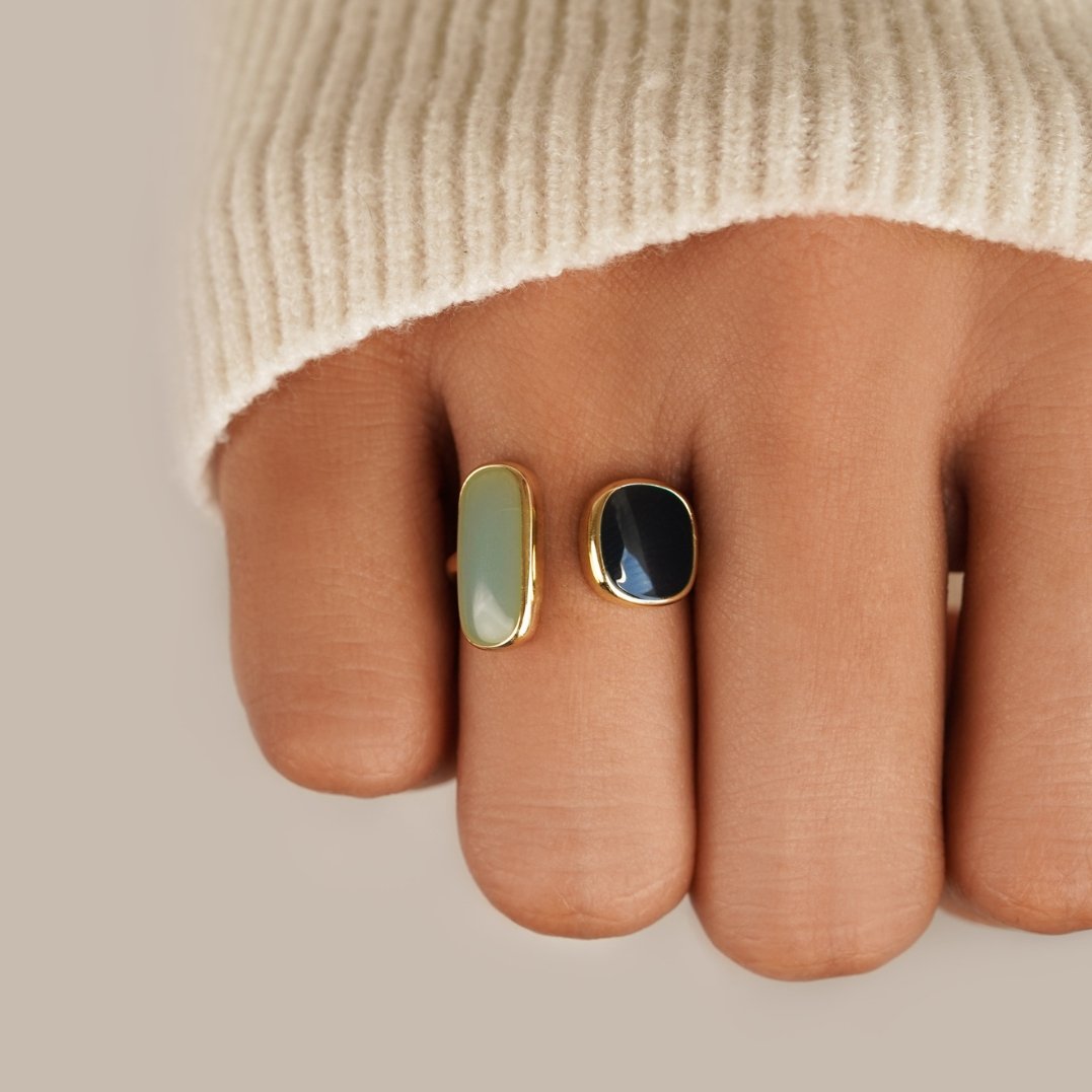 Guld Dual Sten Åben Ring