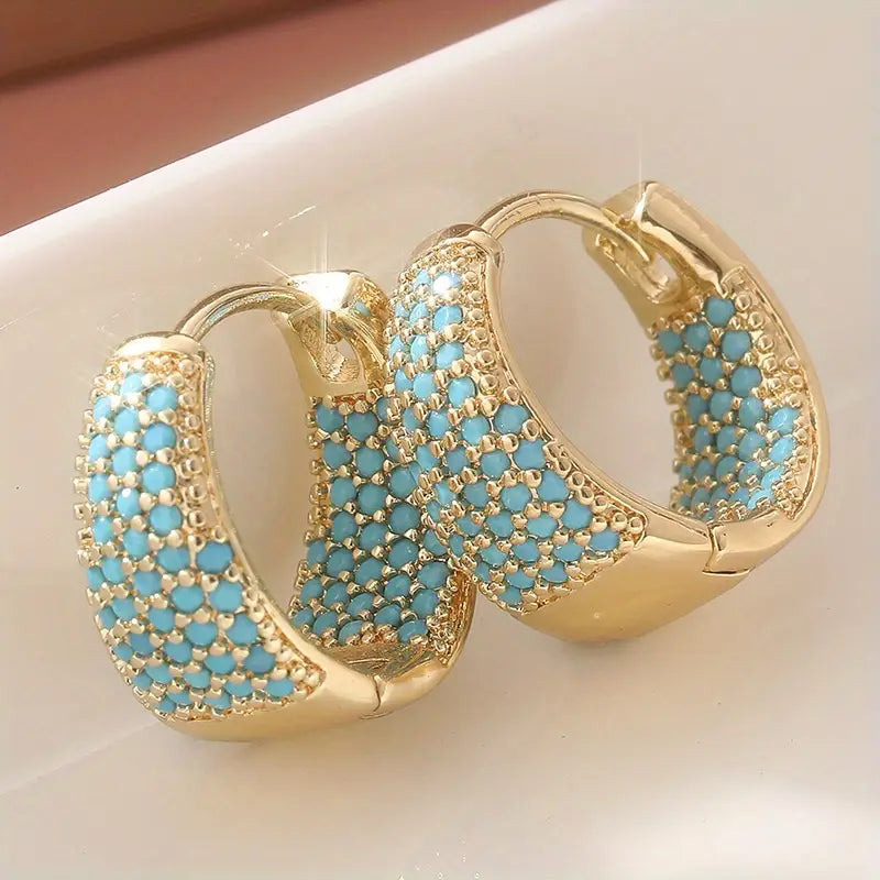 Golden-Tone Turkis Perlet Creoler | Guld