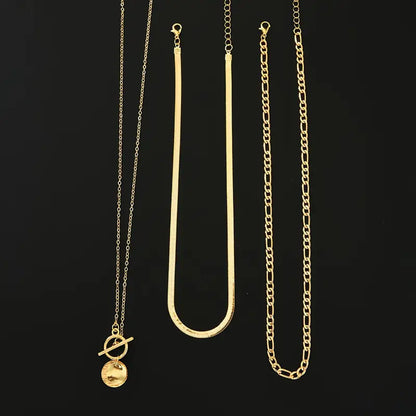 Savira Textured Coin Lagdelt Halskæde | Guld