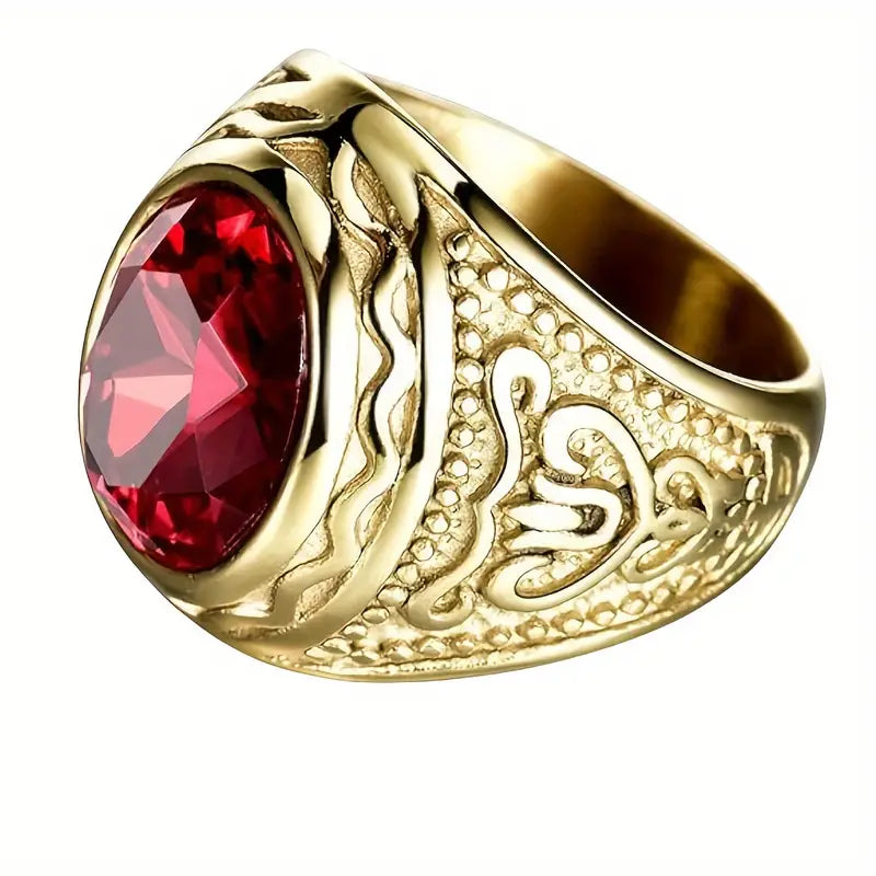 Guld Rubin Graveret Ring