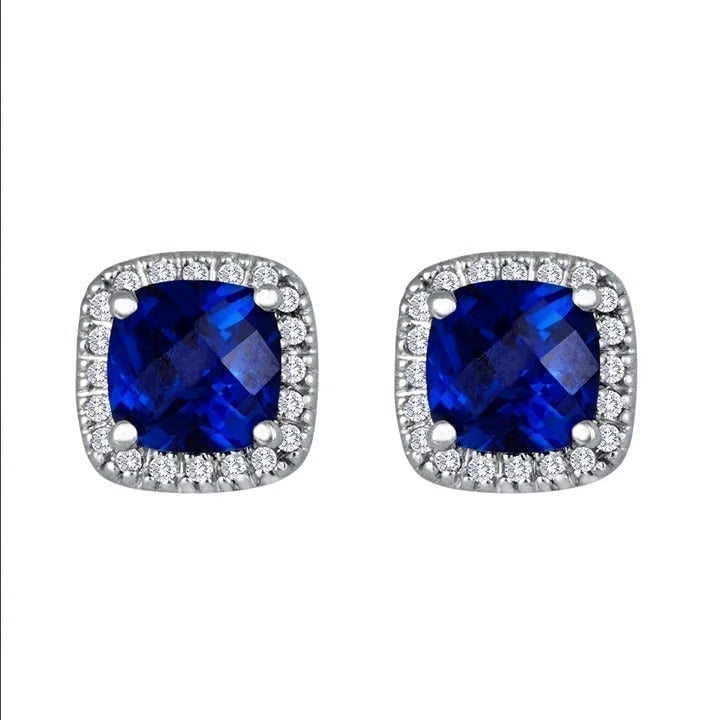 Sølv Safir Halo Ørestikker