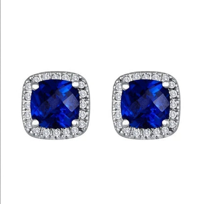 Sølv Safir Halo Ørestikker