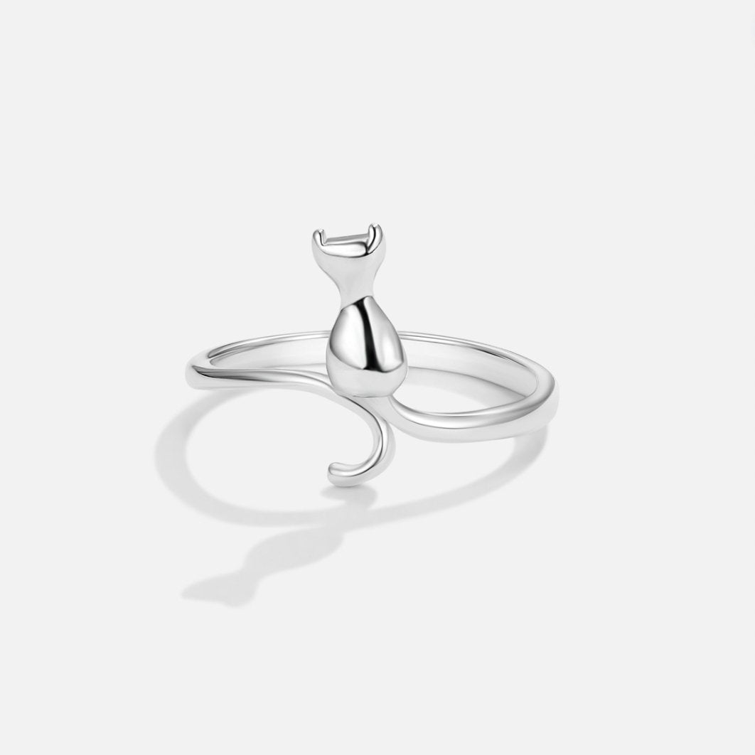 Sølv Kat Motif Ring