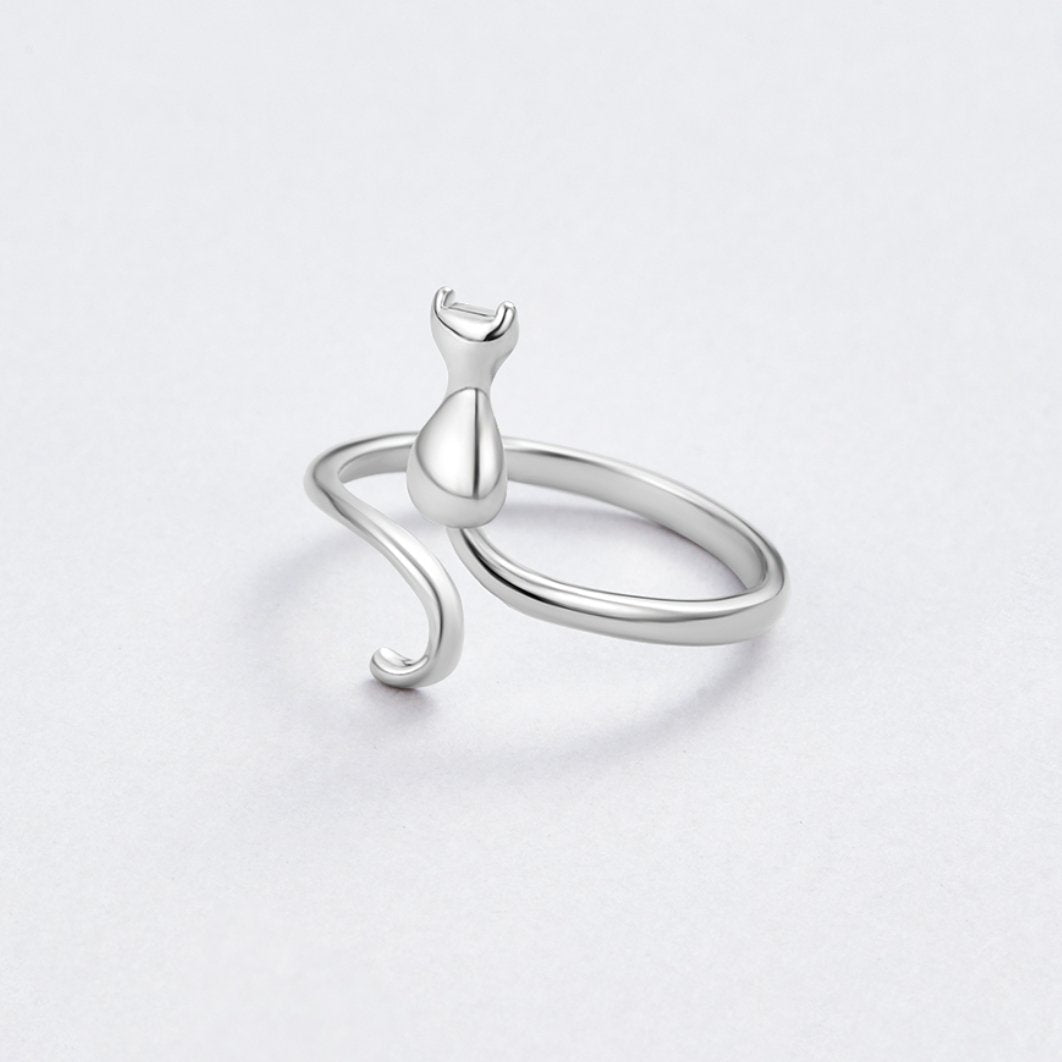 Sølv Kat Motif Ring