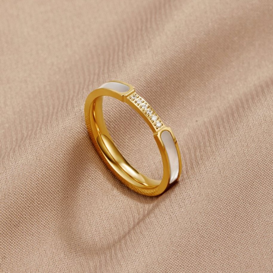 Guld Indlæg Bånd Ring